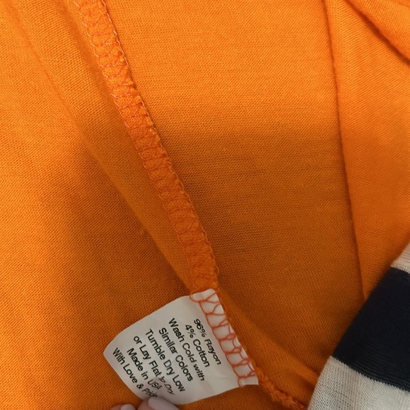 Long sleeve orange and navy blue open draped cardigan small - Picture 2 of 2